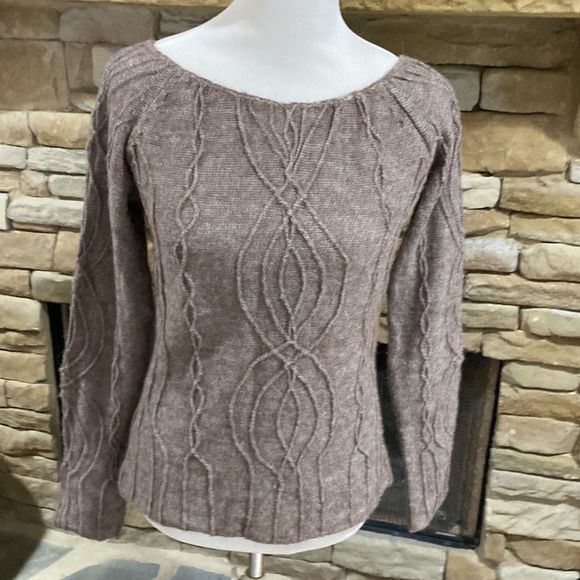 Free People Alpaca Blend Mink Scoop Neck Knit Sweater Pullover Size L - Picture 3 of 11